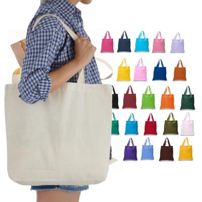 China White Empty Logo Printing Canvas Bag Cheap Reusable Shopping Bags Tote Canvas Shoulder Plain Custom Made Eco-Friendly Bag Wholesale for sale