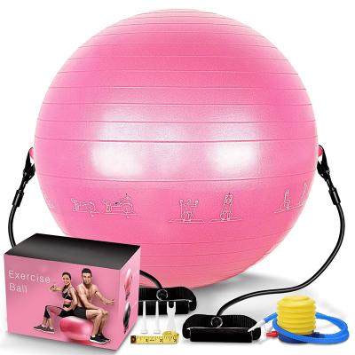 China New yoga exercises custom design anti-burst pilates ball yoga ball with small pump gym ball wholesale for sale