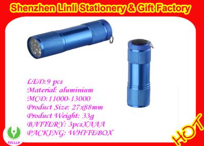 China aluminium blue color 9 LED  flashlight mini torch light  with 3pcs*AAA battery for sale