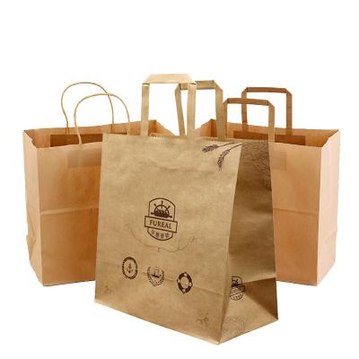 China Recycled Materials Wholesale Custom Personalized Shopping Gift Carrier Craft Apparel Print Packaging Custom Logo Brown Paper Bags With Handle for sale