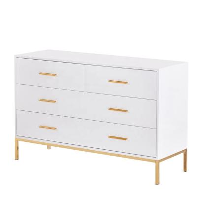 China White Color Unfoldable Traditional High Gloss 6 Drawers MDF Wooden Bedroom Chest With 6 Chest Of Drawers Wooden Cabinet for sale