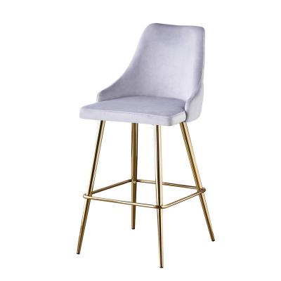 China Modern Unfoldable Gold Metal Bar Stool Velvet Height Chair Counter Bar Chair for sale