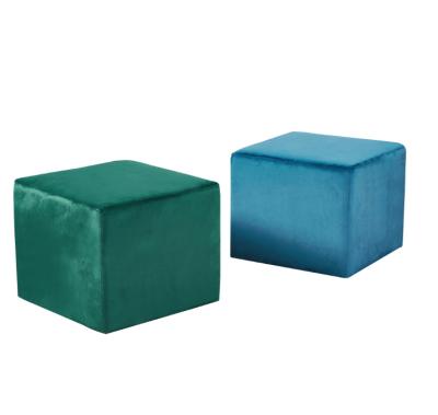 China Modern Square Living Room Velvet Fabric Stool Ottoman Foot Stool for sale