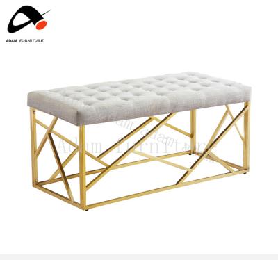 China (Other) Stainless Steel Design Adjustable Modern Luxury Silver Bed End Stool Bench Stool for sale