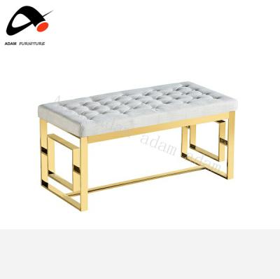 China Modern Luxury Silver Living Room Stainless Steel Bed End Stool Dining Bench Sofa Stool for sale