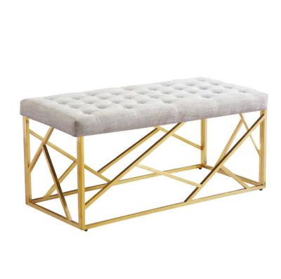 China Unfoldable Hotel Kitchen Living Room Service Gold Stainless Steel Benches Fabric Top Work Bench for sale