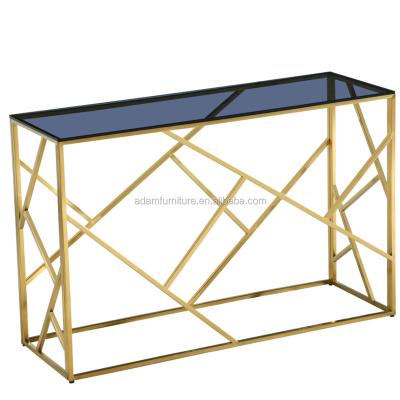 China Adjustable Console Table (Other) Living Room Furniture Modern Gold Glass Console Table Luxury for sale