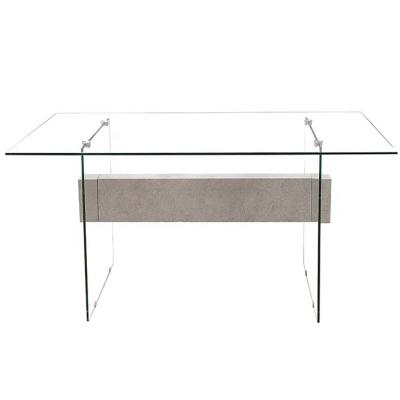 China Modern Unfoldable Tempered Glass Top Console Table With Concrete MDF Tempered Glass Paper Legs for sale