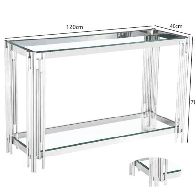 China Clear Glass Console Table (Other) Design Adjustable European Luxury Silver Hotel Console Table For Sale for sale