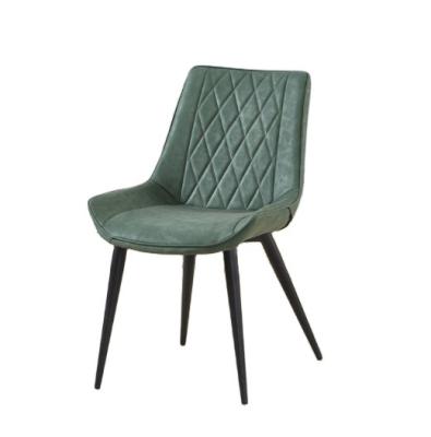 China Ebay Adjustable Hot Sale Modern Design(Other) Green Cheap PU Dining Chairs With Black Metal Powder Coating Legs for sale