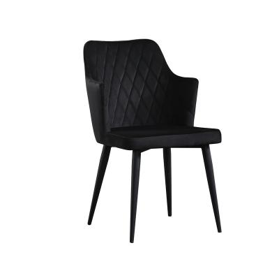 China Unfoldable European Elegant Black Velvet Dining Chairs Modern Dining Room Metal Legs for sale