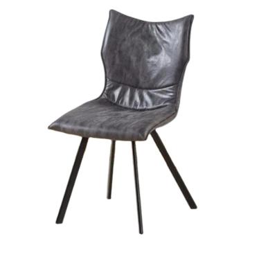 China Modern Hot Sale Dark Black PU Dining Chairs With Black Metal Legs For Dining Room Furniture for sale