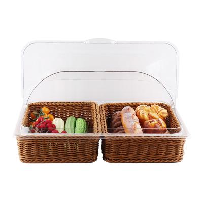 China Commercial Viable Bread Basket Restaurant Rattan Bread Display Basket For Sale for sale