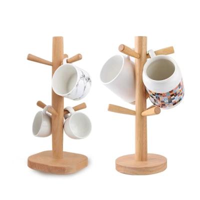 China Low Carrier Tree Coffee Tea Milk Handle Holder Desktop Cup Hanging Tabletop Wood Rack for sale