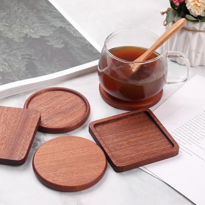 China CLASSIC Natural Pine Beech Restaurant Walnut Square Drinks Cup Unfinished Solid Wood Bamboo Round Coaster Sets Stand Wooden Coaster for sale