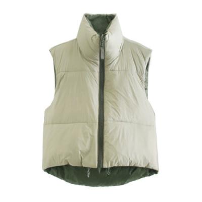 China Ladies' Stand Collar Reversible Unique Sleeveless Cotton Padded Vest Bubble Vest for Women for sale