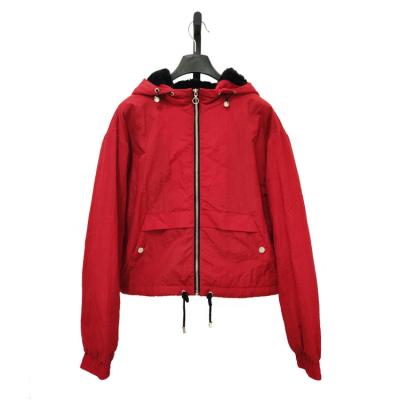 China Fashionable women's jacket zipper bomber hooded jacket for women with high quality for sale