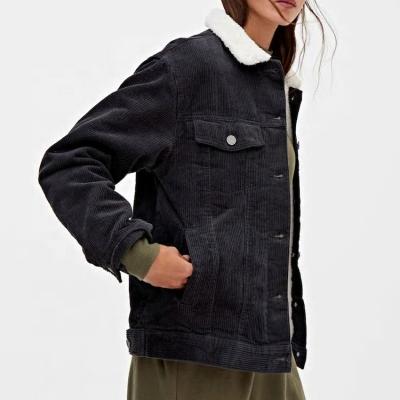 Κίνα High quality women's fashion oversize corduroy jacket with fleece προς πώληση