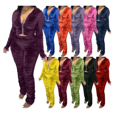 China New Winter QUICK DRY Women's Velvet Sweat Sets Clothing Collapsible Pants Suits Women's Two-Piece Sportswear for sale