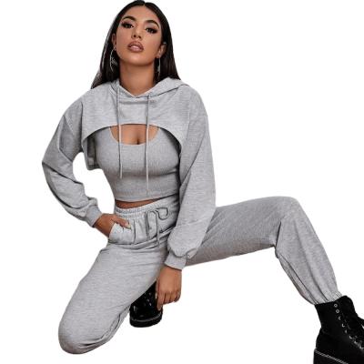 China Three Piece Jogger Hoodie Sweatpants Breathable Cotton Sets High Quality Women Clothes for sale