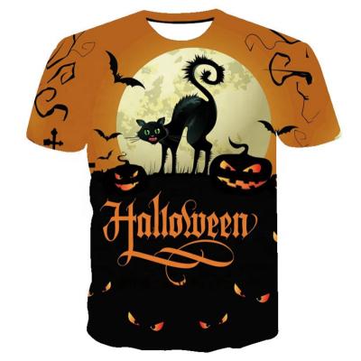 China Custom Horror Graphic Anti Pilling Tops Halloween Costume T-Shirts Lack Sleeve Tees Apparel for sale