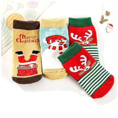 China 2021 Antibacterial Thick Quality Baby Christmas Anklet Cotton Knit Socks 3 In 1 Christmas Stocking Set Winter Gift For Kids Boy for sale