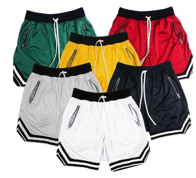 China Anti-wrinkle 8 Colors Streetwear Mesh Baggy Shorts Men's Side Elastic Waist Zipper Loose Knee Length Sweatpants for sale