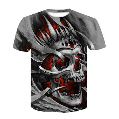 China Cheap Anti-pilling Fashion Mens Custom Printed Animal Round Neck 3D Mens T-Shirt Happy Halloween Skull 3D Printed Shirts for sale