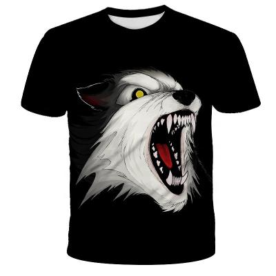 China Fashion Anti Shrink Mens Tops Cool Funny Wolf 3D Print Tee Shirt Short Sleeve Tops Sublimation Male Animal T Shirt for sale