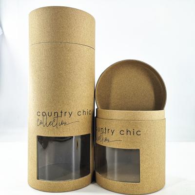 China Custom Size Recycled Materials Kraft Paper Round Tube Packaging Cylinder Paper Cardboard Tubes With PVC Window for sale