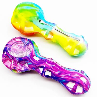 China 2021 Hot Sale Minimalist Colorful SHINY Colorful Silicone Pipe Smoking Bowl Cup Cute Dry Herb Pipes For Weed for sale