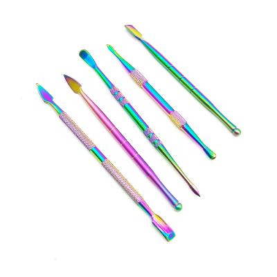 China Rainbow Minimalist Hot Selling Wax Carving Tool Stainless Steel Tool Spoon Dabber Sculpting Tool for sale