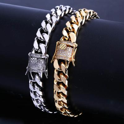 China Hiphop Hip Hop Bracelet 10mm Mens Jewelry Miami Cuban Loop Chain for sale