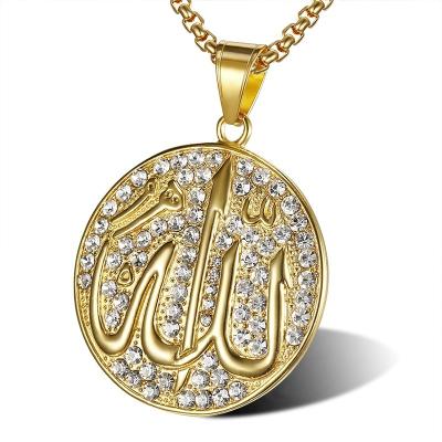 China FASHIONABLE Middle Eastern Jewelry Stainless Steel 18K Gold Plated Holy Scripture Signature Alphabet Pendant Necklace For Men for sale