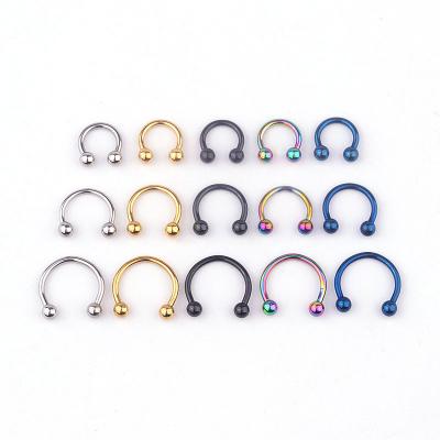 China 316L Stainless Steel Jewelry Ball Ring Punk C-Shaped Horseshoe Ear Piercing, Nasolabial Ring for sale