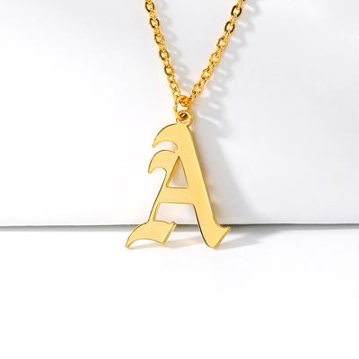 China FASHIONABLE Old English Letter Necklace Stainless Steel Gold Initial Necklace for sale