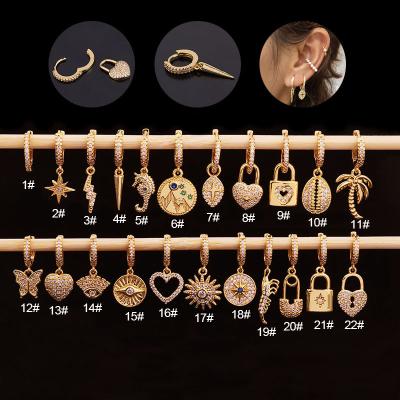 China Other creative and exaggerated Zircon love women shape personality piercing round gold earrings for sale