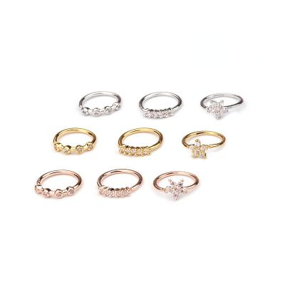 China FASHIONABLE hot sale zircon flower nose ring insert micro zirconia piercing European and American common jewelry wholesale for sale