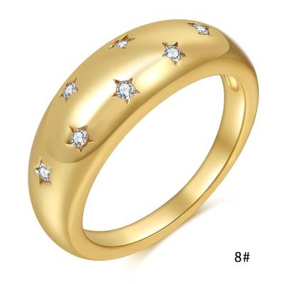 China Wholesale hot selling European and American fashionable brass gold inlaid zircon 18K star cheap spot ring for sale