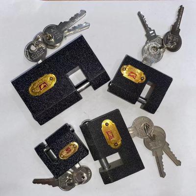 China Hot Selling Anti-Cutting ENGE Macroscopic Anti-rust Black 80MM Rectangular Padlock With Standard Key for sale