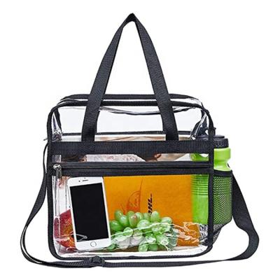 China Water Resistant Clear Transparent PVC Cross Body Cosmetic Toiletries Tote Cross Body Bag For Summer Travel Beaches Shopping Stage for sale