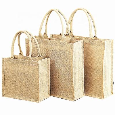 China Factory Custom Custom Jute Handled Tote Gift Bags Reusable Shopping Bags With Logo for sale