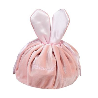 China With Custom Logo Cute Rabbit Ears Rabbit Ears Portable Makeup Storage Cosmetic Drawstring Bag Cosmetic Tote Bag for sale