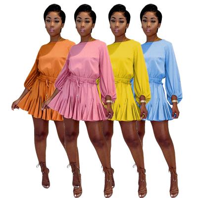 China 2021 New Women's Clothing Breathable Overalls Fashion Solid Color Ruffled Waist Casual Long Sleeves Rompers MS166 for sale