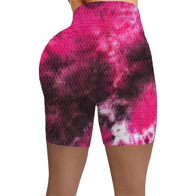 China Breathable Women's Bodycon Breathable Fitness Shorts Tie Dye Pineapple Fabric Multicolor Sports Style High Waist MSC820 for sale