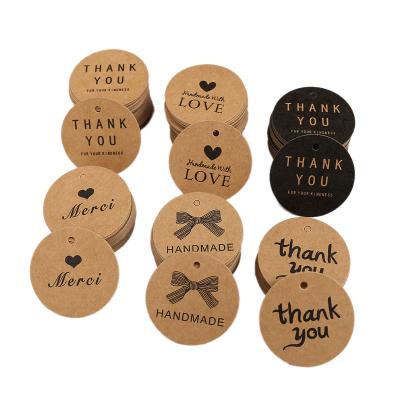 China Custom Recyled Round Thank You Gift Tag Wedding Party Hang Tags Packaging Label Decorative Paper Tags for sale