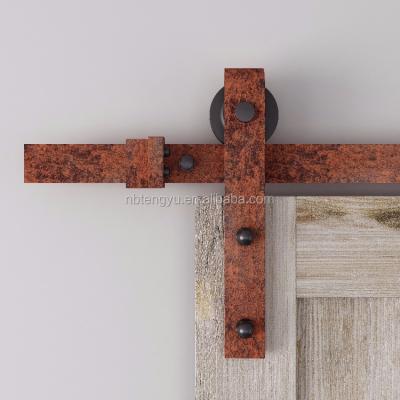 China Rustic Country Style Rusted Painted Sliding Barn Door Hardware For Wooden Doors for sale