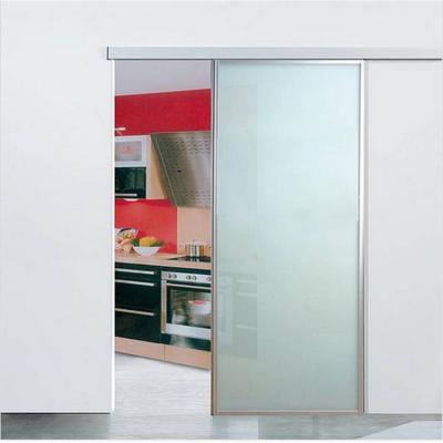 China Modern interior sliding barn door with frosted glass for sale