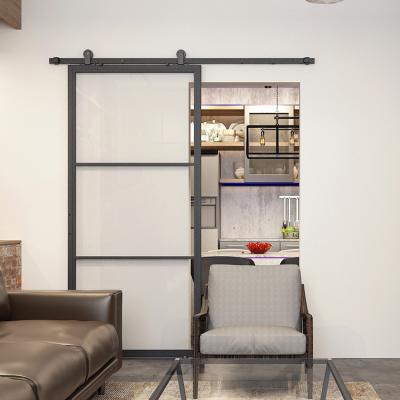 China Modern French Style 3 Grids Metal Framed 5mm Sliding Glass Door With Sliding System for sale