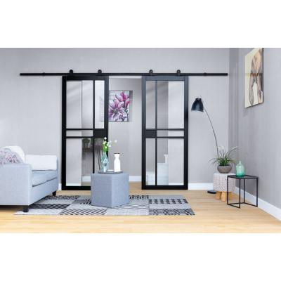 China New Barn Door Metal Frame Sliding Door French Glass Door With Metal Frame for sale